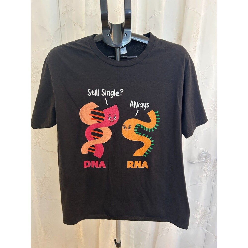 Unisex Black DNA & RNA T-Shirt "Still single" "Always" Size Large